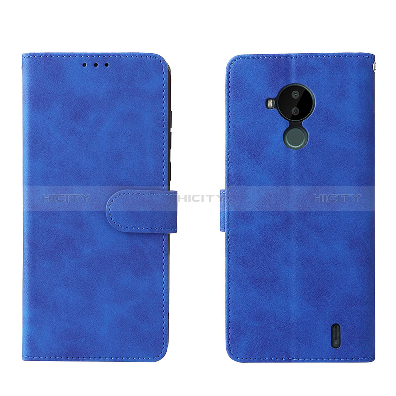 Coque Portefeuille Livre Cuir Etui Clapet L01Z pour Nokia C30 Bleu Plus