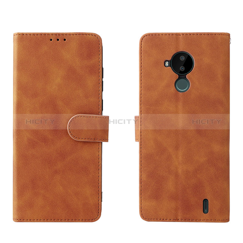 Coque Portefeuille Livre Cuir Etui Clapet L01Z pour Nokia C30 Marron Plus