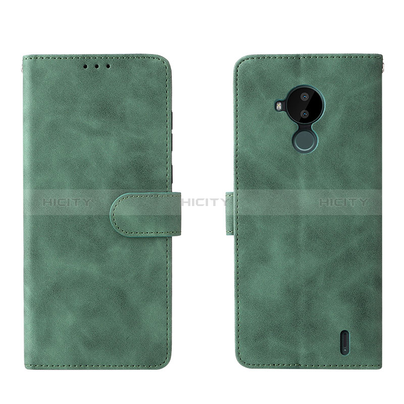 Coque Portefeuille Livre Cuir Etui Clapet L01Z pour Nokia C30 Vert Plus