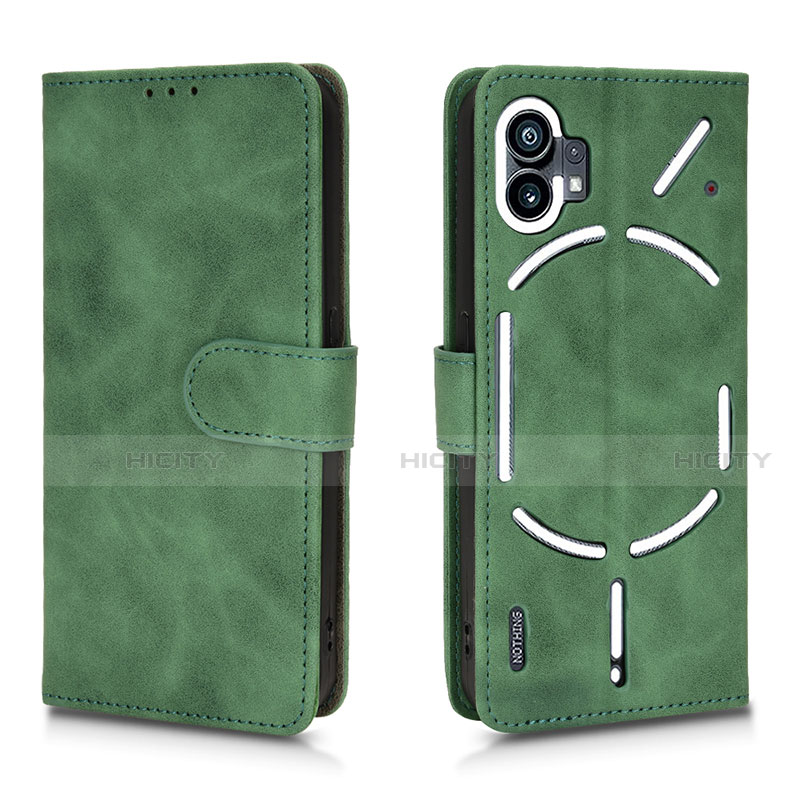 Coque Portefeuille Livre Cuir Etui Clapet L01Z pour Nothing Phone 1 Vert Plus