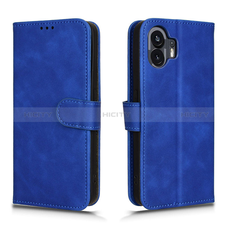 Coque Portefeuille Livre Cuir Etui Clapet L01Z pour Nothing Phone 2 Bleu Plus