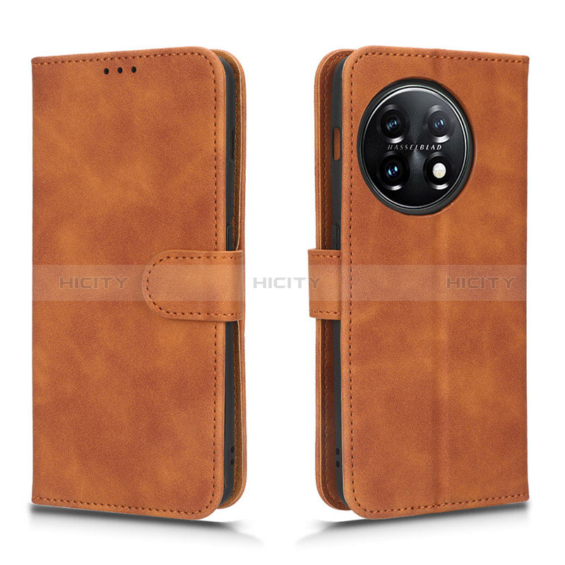 Coque Portefeuille Livre Cuir Etui Clapet L01Z pour OnePlus 11 5G Marron Plus