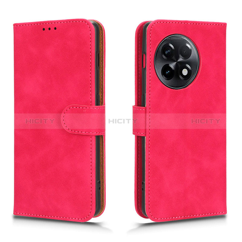 Coque Portefeuille Livre Cuir Etui Clapet L01Z pour OnePlus Ace 2 Pro 5G Rose Rouge Plus