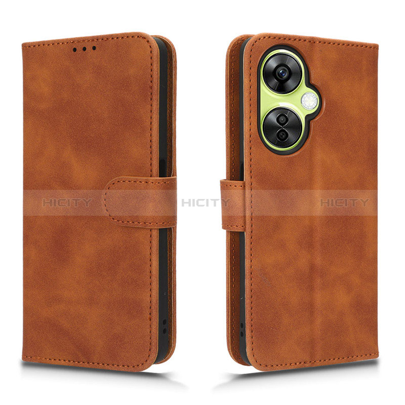 Coque Portefeuille Livre Cuir Etui Clapet L01Z pour OnePlus Nord CE 3 5G Marron Plus