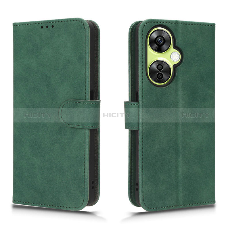 Coque Portefeuille Livre Cuir Etui Clapet L01Z pour OnePlus Nord CE 3 5G Vert Plus