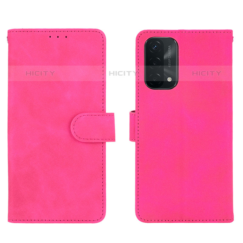 Coque Portefeuille Livre Cuir Etui Clapet L01Z pour OnePlus Nord N200 5G Rose Rouge Plus