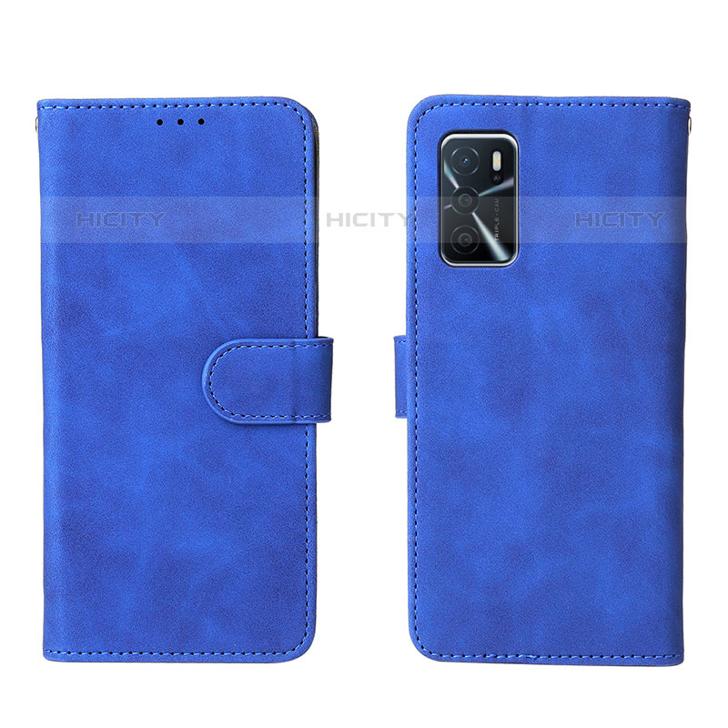 Coque Portefeuille Livre Cuir Etui Clapet L01Z pour Oppo A16s Bleu Plus
