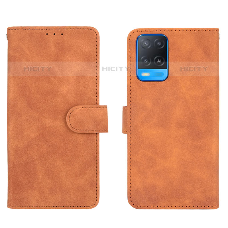 Coque Portefeuille Livre Cuir Etui Clapet L01Z pour Oppo A54 4G Marron Plus