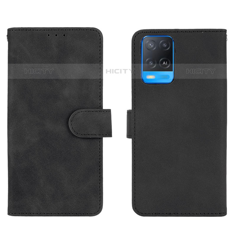 Coque Portefeuille Livre Cuir Etui Clapet L01Z pour Oppo A54 4G Noir Plus