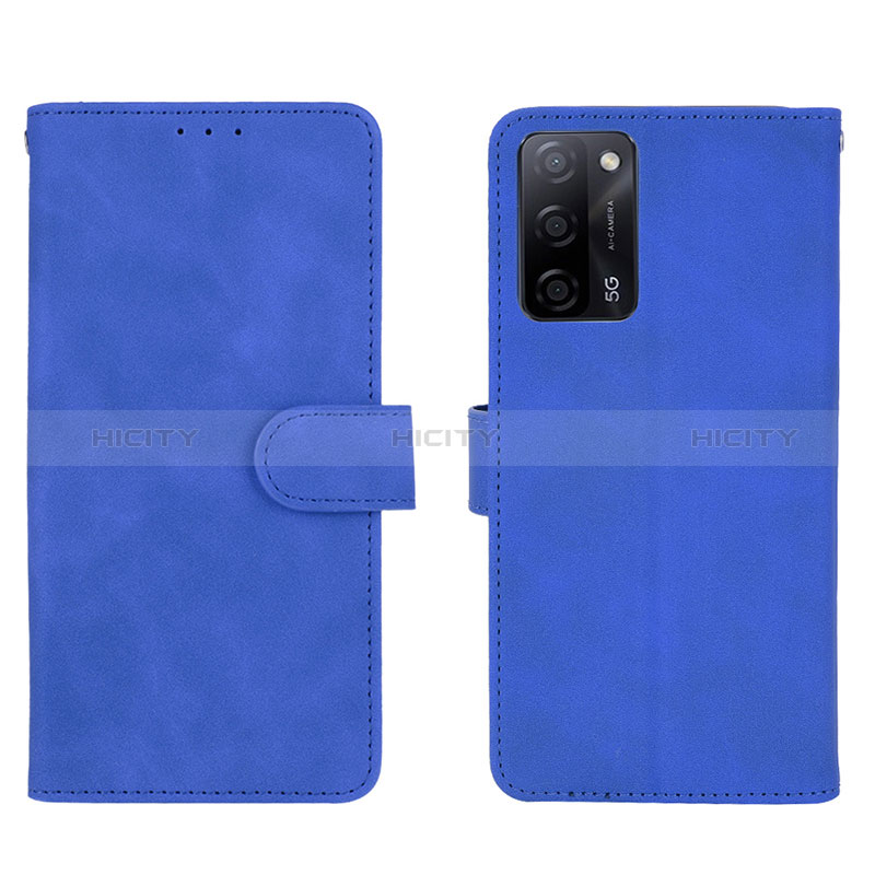 Coque Portefeuille Livre Cuir Etui Clapet L01Z pour Oppo A56 5G Bleu Plus