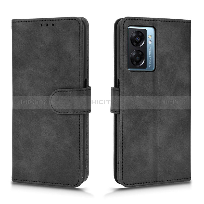 Coque Portefeuille Livre Cuir Etui Clapet L01Z pour Oppo A56S 5G Noir Plus