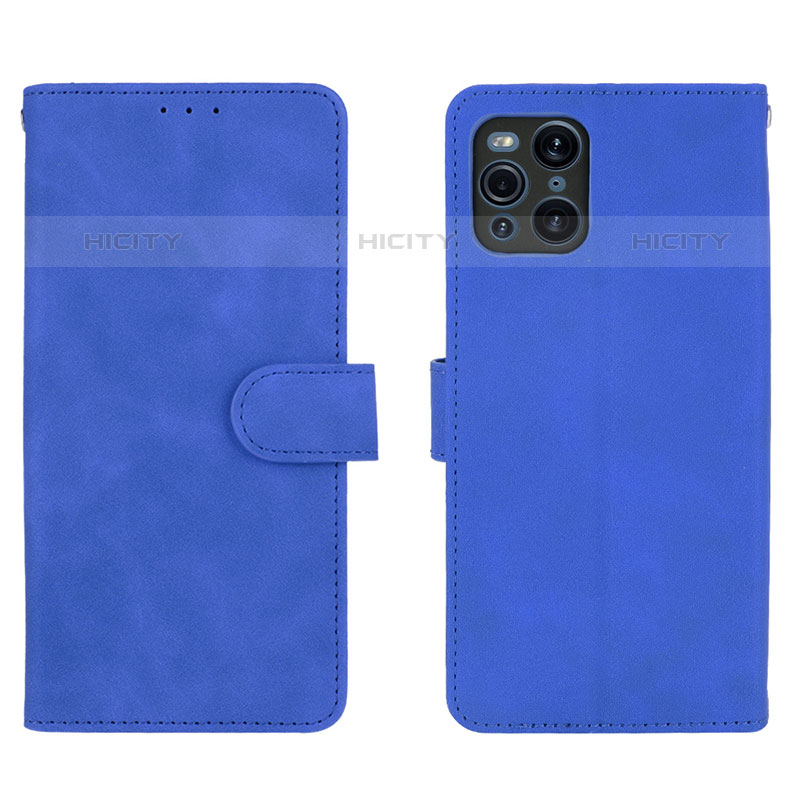 Coque Portefeuille Livre Cuir Etui Clapet L01Z pour Oppo Find X3 Pro 5G Bleu Plus