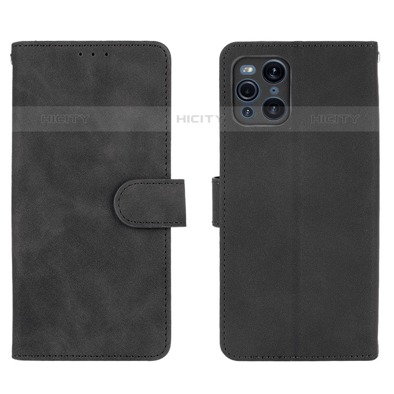 Coque Portefeuille Livre Cuir Etui Clapet L01Z pour Oppo Find X3 Pro 5G Noir Plus