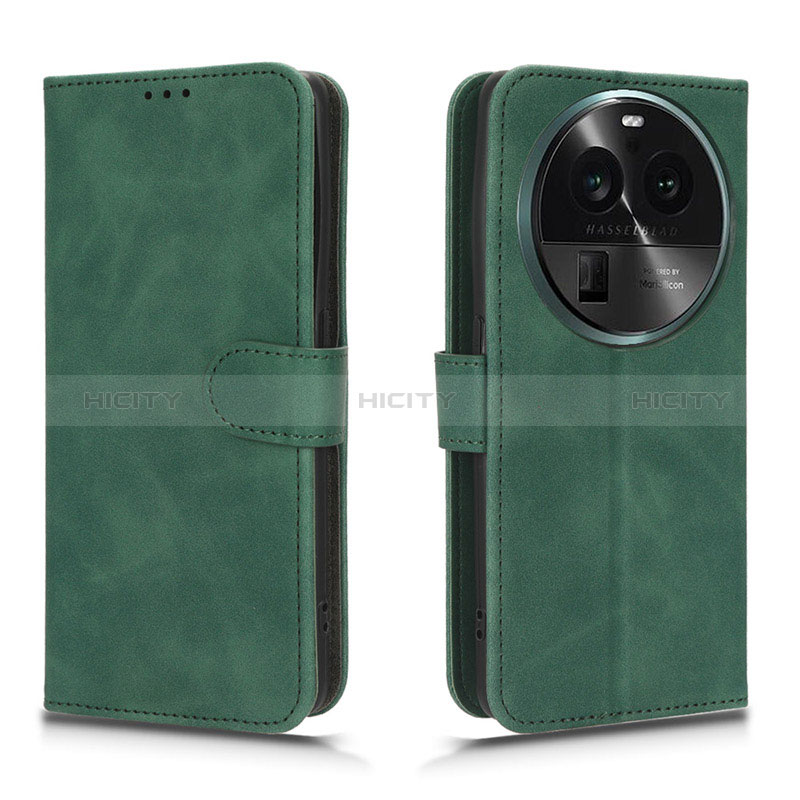 Coque Portefeuille Livre Cuir Etui Clapet L01Z pour Oppo Find X6 Pro 5G Vert Plus