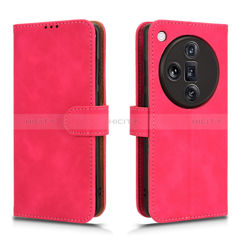 Coque Portefeuille Livre Cuir Etui Clapet L01Z pour Oppo Find X7 Ultra 5G Rose Rouge Plus