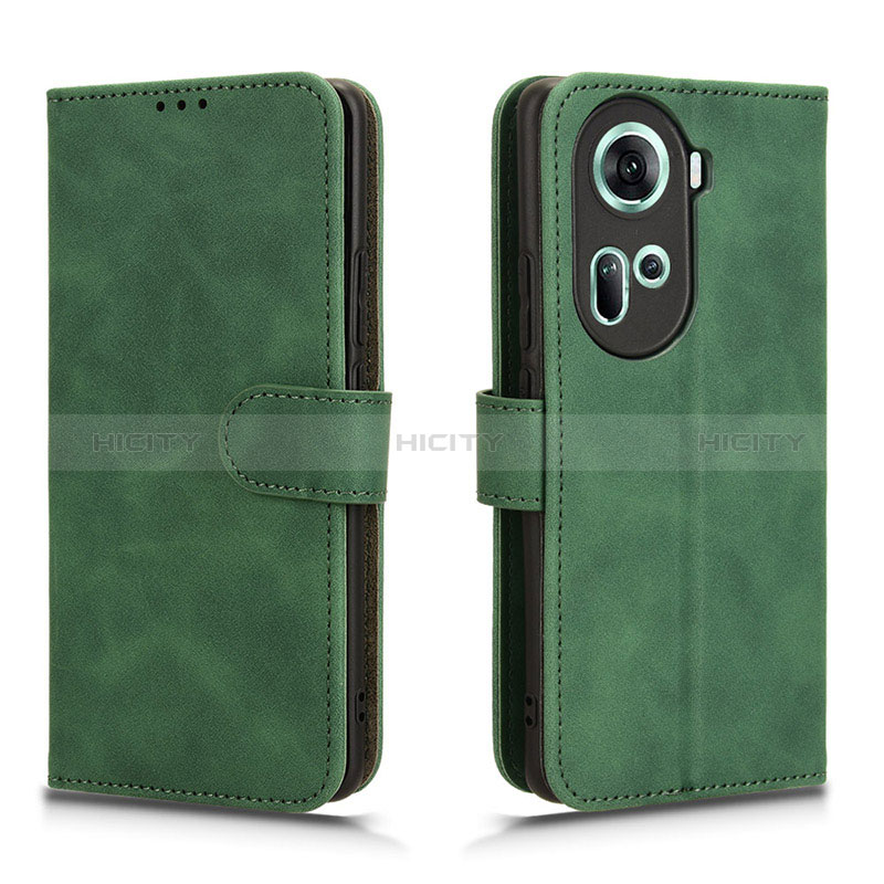 Coque Portefeuille Livre Cuir Etui Clapet L01Z pour Oppo Reno11 5G Vert Plus