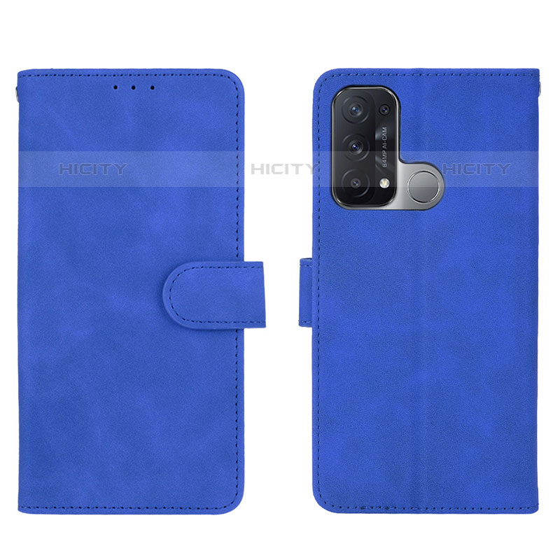 Coque Portefeuille Livre Cuir Etui Clapet L01Z pour Oppo Reno5 A Bleu Plus