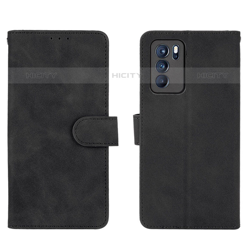 Coque Portefeuille Livre Cuir Etui Clapet L01Z pour Oppo Reno6 Pro 5G India Noir Plus