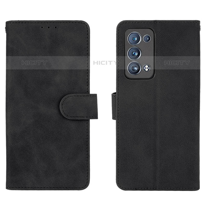 Coque Portefeuille Livre Cuir Etui Clapet L01Z pour Oppo Reno6 Pro 5G Noir Plus