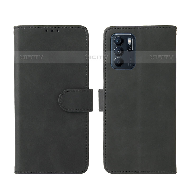 Coque Portefeuille Livre Cuir Etui Clapet L01Z pour Oppo Reno6 Z 5G Noir Plus