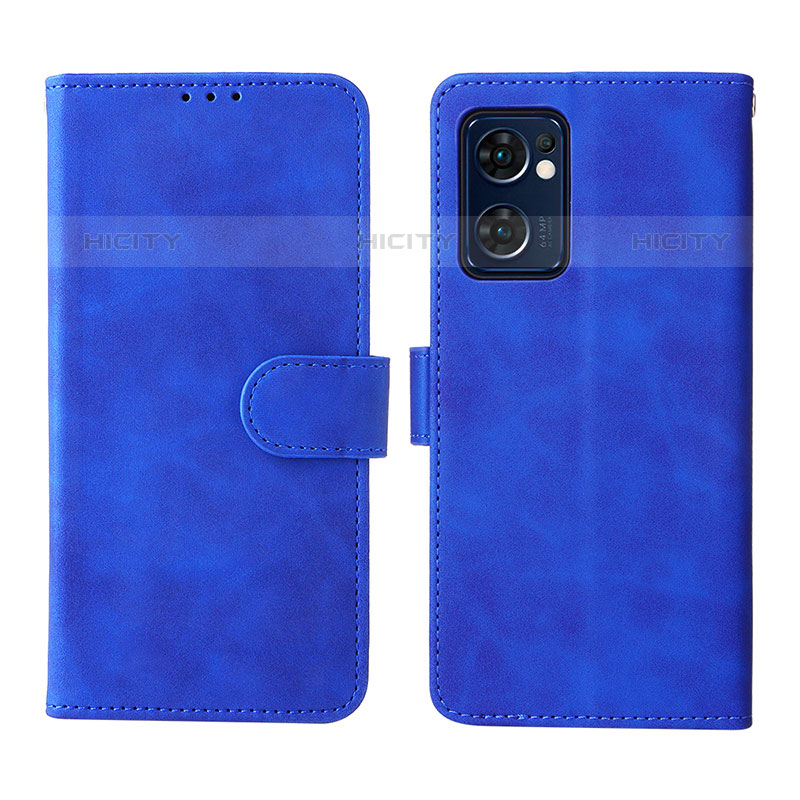 Coque Portefeuille Livre Cuir Etui Clapet L01Z pour Oppo Reno7 5G Bleu Plus