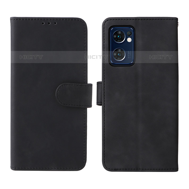 Coque Portefeuille Livre Cuir Etui Clapet L01Z pour Oppo Reno7 5G Noir Plus