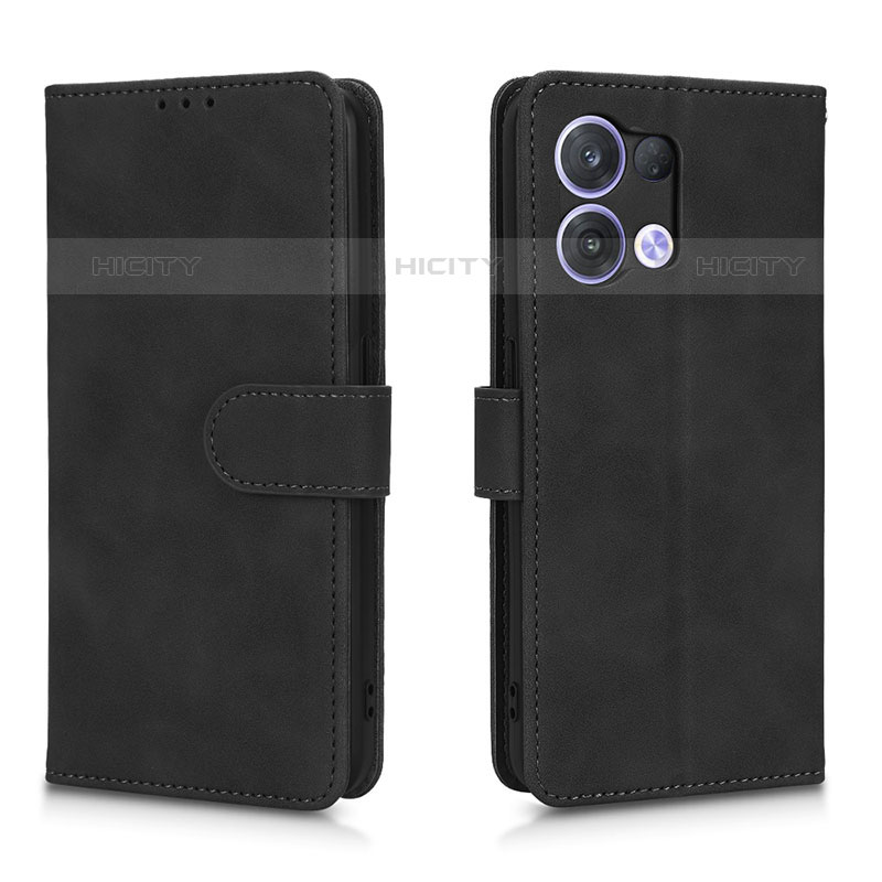 Coque Portefeuille Livre Cuir Etui Clapet L01Z pour Oppo Reno8 5G Noir Plus