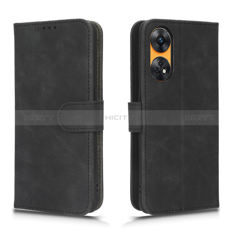 Coque Portefeuille Livre Cuir Etui Clapet L01Z pour Oppo Reno8 T 4G Noir Plus