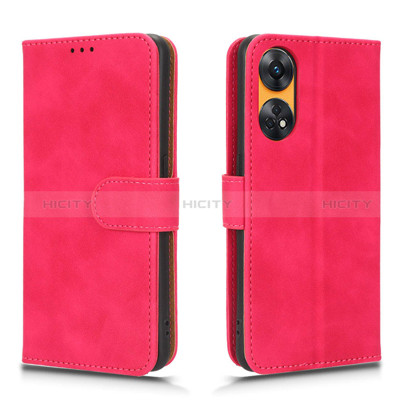 Coque Portefeuille Livre Cuir Etui Clapet L01Z pour Oppo Reno8 T 4G Rose Rouge Plus