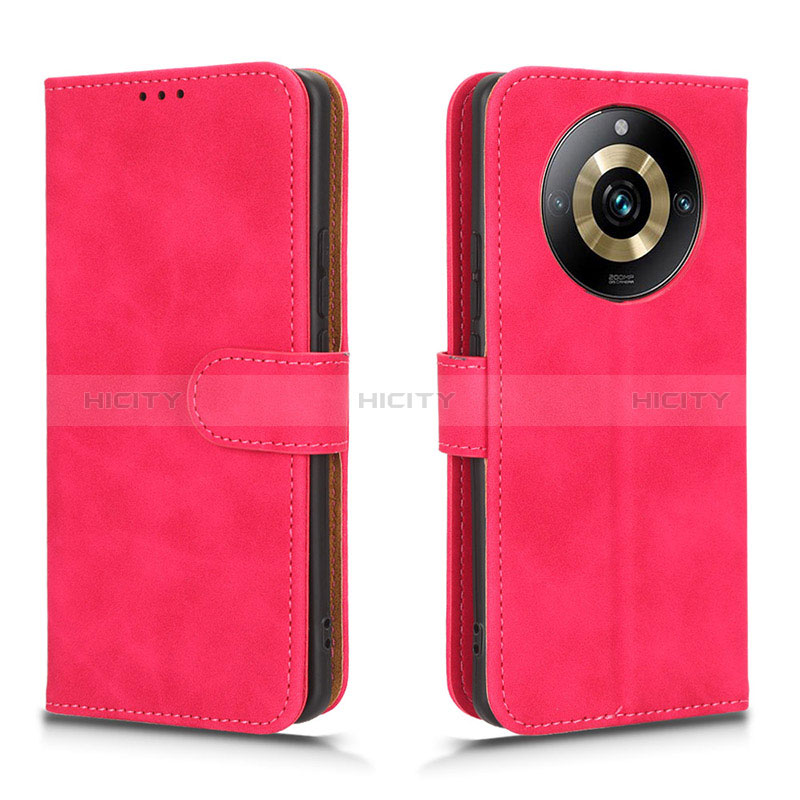 Coque Portefeuille Livre Cuir Etui Clapet L01Z pour Realme 11 Pro 5G Rose Rouge Plus