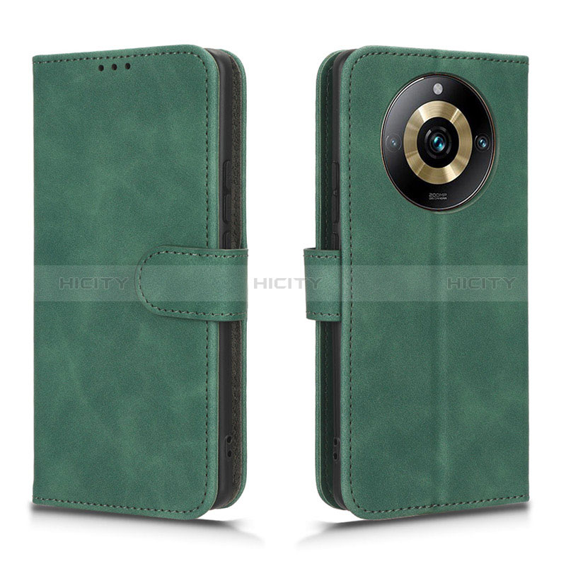 Coque Portefeuille Livre Cuir Etui Clapet L01Z pour Realme 11 Pro 5G Vert Plus