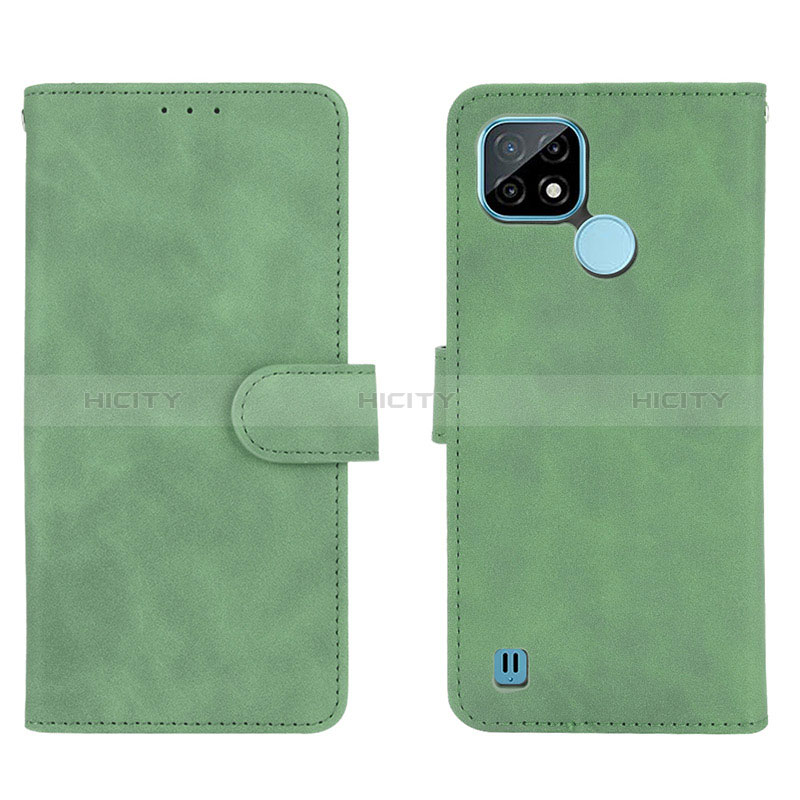 Coque Portefeuille Livre Cuir Etui Clapet L01Z pour Realme C21 Vert Plus