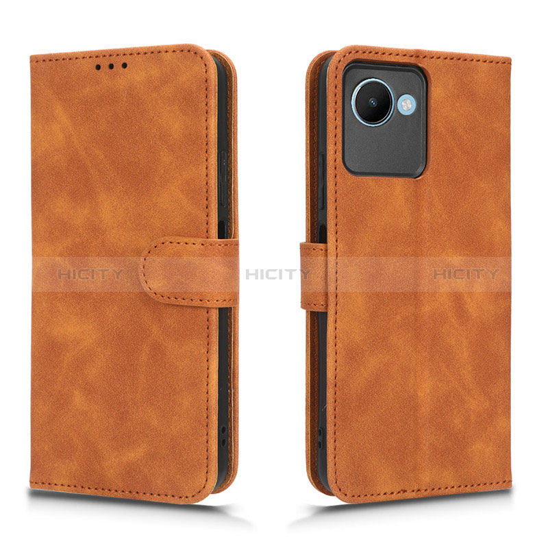 Coque Portefeuille Livre Cuir Etui Clapet L01Z pour Realme C30 Marron Plus