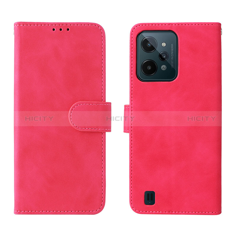 Coque Portefeuille Livre Cuir Etui Clapet L01Z pour Realme C31 Rose Rouge Plus