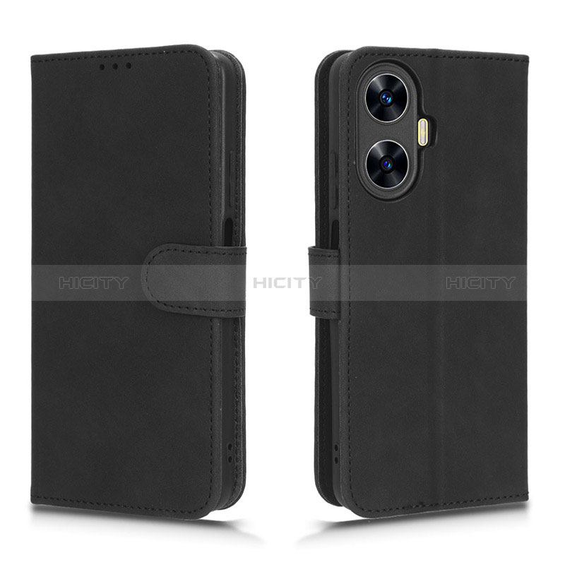 Coque Portefeuille Livre Cuir Etui Clapet L01Z pour Realme C55 Noir Plus