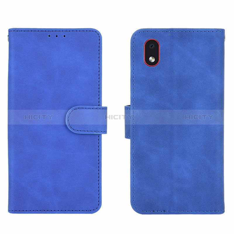 Coque Portefeuille Livre Cuir Etui Clapet L01Z pour Samsung Galaxy A01 Core Bleu Plus