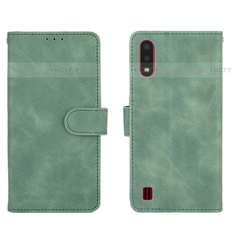 Coque Portefeuille Livre Cuir Etui Clapet L01Z pour Samsung Galaxy A01 SM-A015 Vert Plus