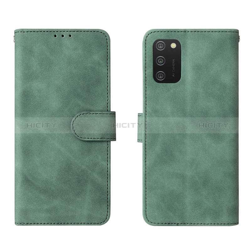 Coque Portefeuille Livre Cuir Etui Clapet L01Z pour Samsung Galaxy A02s Vert Plus