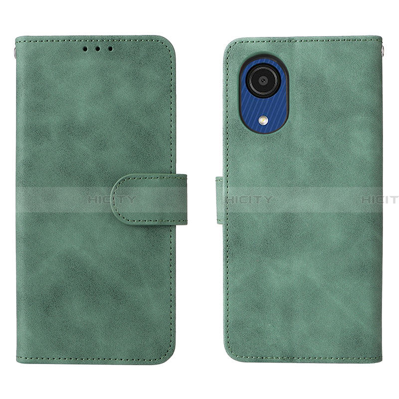 Coque Portefeuille Livre Cuir Etui Clapet L01Z pour Samsung Galaxy A03 Core Vert Plus