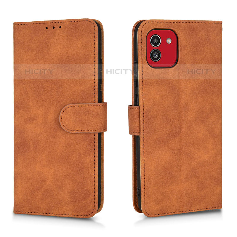 Coque Portefeuille Livre Cuir Etui Clapet L01Z pour Samsung Galaxy A03 Marron Plus