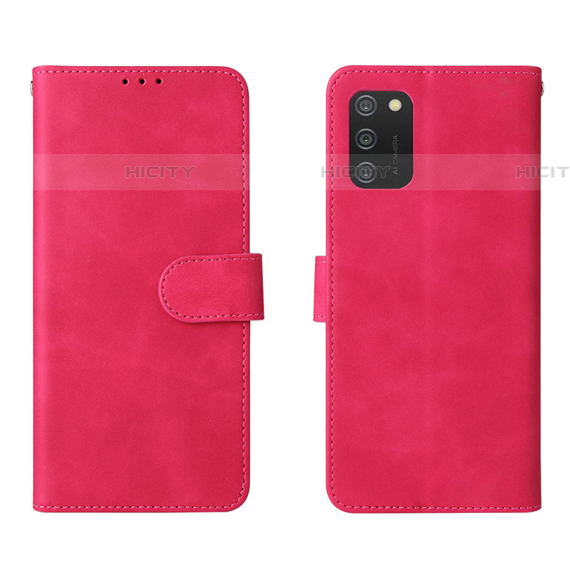 Coque Portefeuille Livre Cuir Etui Clapet L01Z pour Samsung Galaxy A03s Rose Rouge Plus