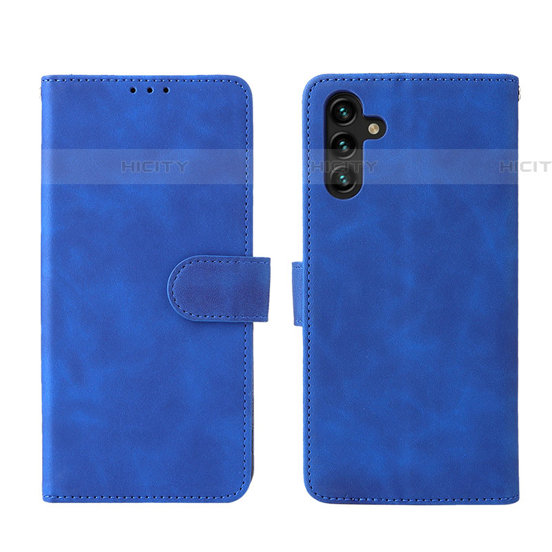 Coque Portefeuille Livre Cuir Etui Clapet L01Z pour Samsung Galaxy A04s Bleu Plus