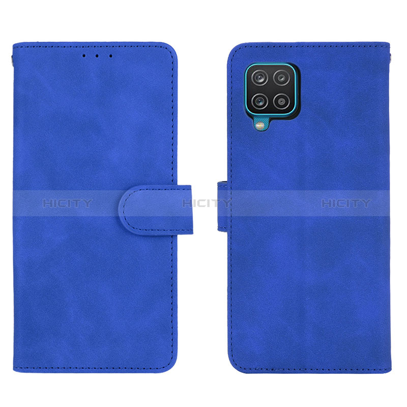 Coque Portefeuille Livre Cuir Etui Clapet L01Z pour Samsung Galaxy A12 Bleu Plus