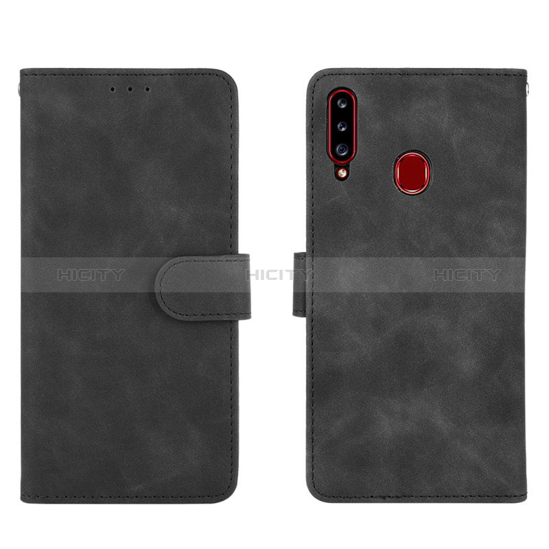 Coque Portefeuille Livre Cuir Etui Clapet L01Z pour Samsung Galaxy A20s Noir Plus