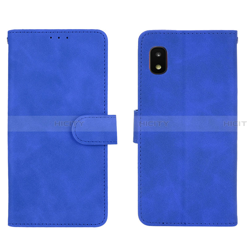 Coque Portefeuille Livre Cuir Etui Clapet L01Z pour Samsung Galaxy A21 SC-42A Bleu Plus