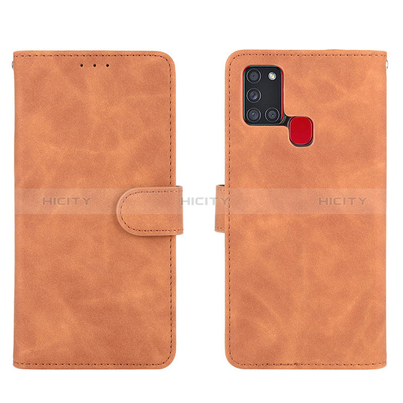 Coque Portefeuille Livre Cuir Etui Clapet L01Z pour Samsung Galaxy A21s Marron Plus