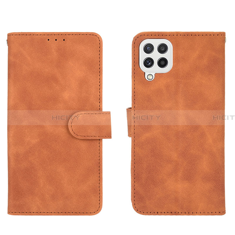 Coque Portefeuille Livre Cuir Etui Clapet L01Z pour Samsung Galaxy A22 4G Marron Plus