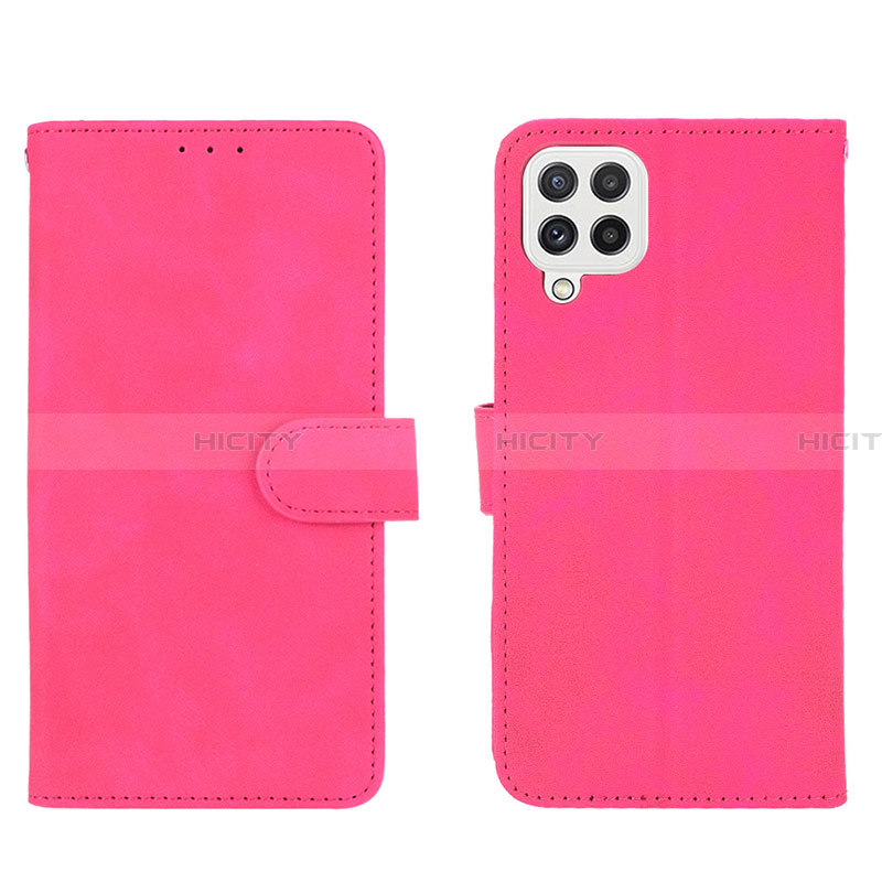 Coque Portefeuille Livre Cuir Etui Clapet L01Z pour Samsung Galaxy A22 4G Rose Rouge Plus