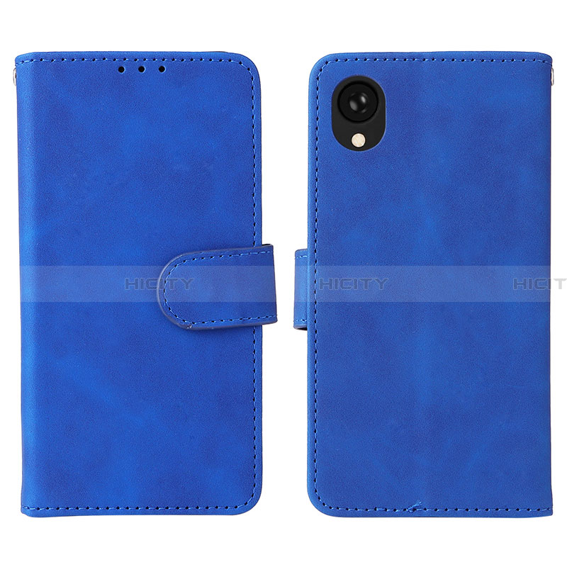 Coque Portefeuille Livre Cuir Etui Clapet L01Z pour Samsung Galaxy A22 5G SC-56B Bleu Plus