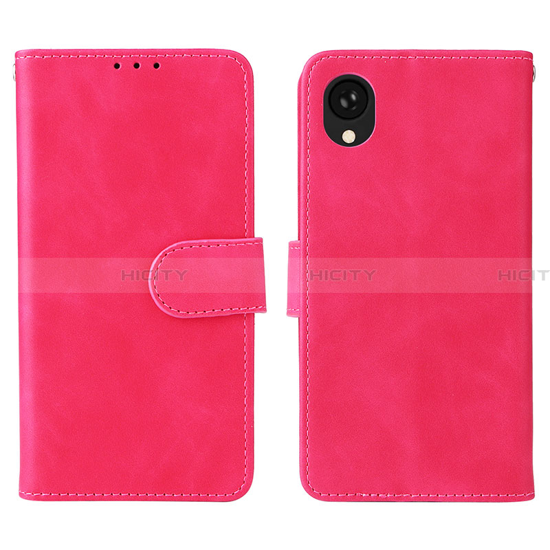 Coque Portefeuille Livre Cuir Etui Clapet L01Z pour Samsung Galaxy A22 5G SC-56B Rose Rouge Plus